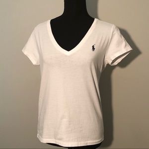 Polo Ralph Lauren White V-neck Tshirt (Size M)